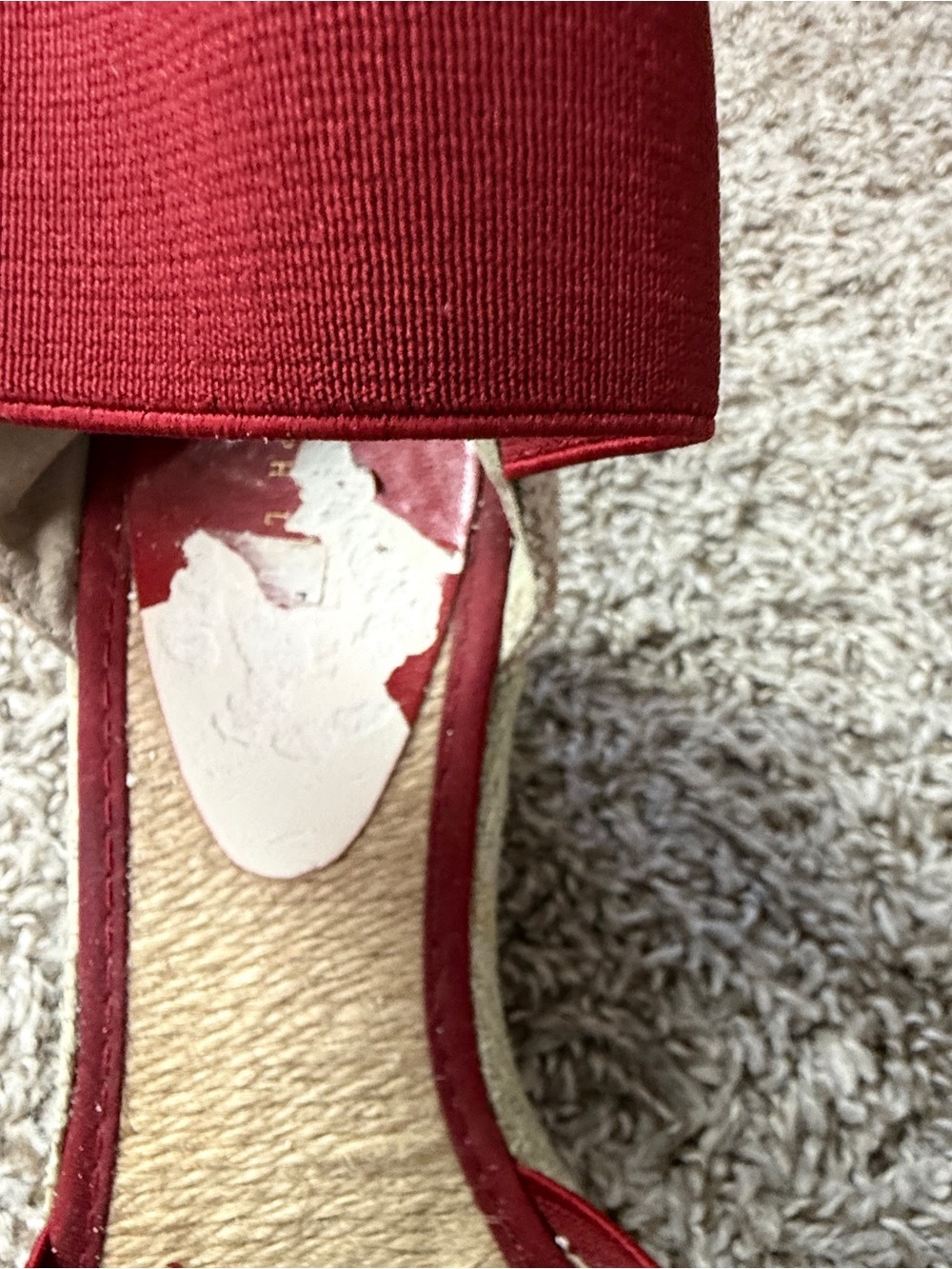 Lauren Ralph Lauren Red Canvas Espadrille Wedge Sandals with Ankle Strap - Picture 8 of 9